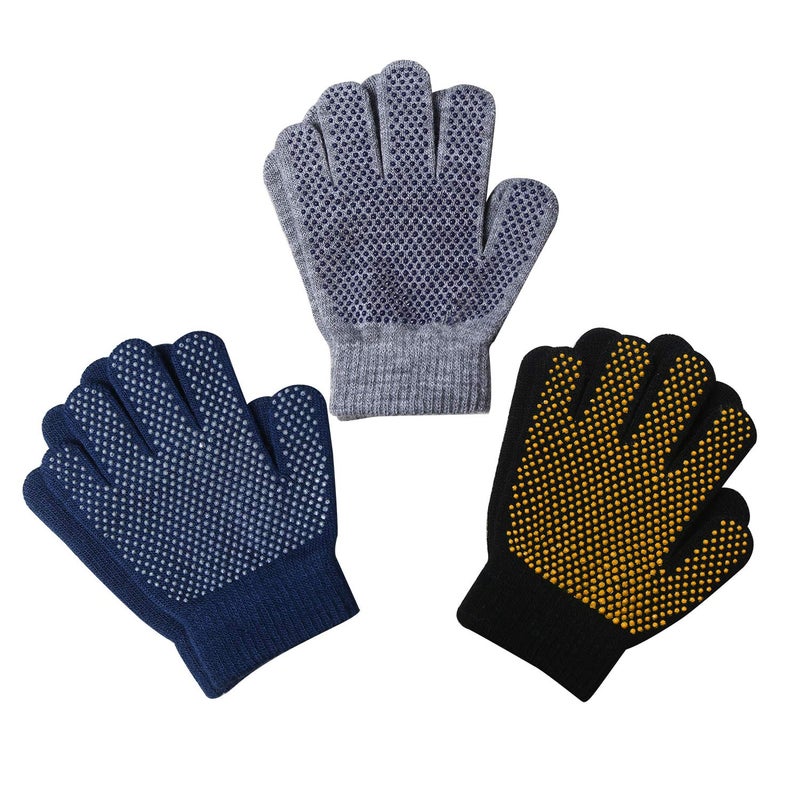 Evridwear Boys Girls Magic Stretch Gripper Gloves 3 Pair Pack Assortment, Kids One Size Winter Warm Gloves Children (6-8Years, 3 Pairs Skate) - Image 1